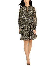 Petite Printed Tiered Chiffon Peasant Dress, Created for Macy's