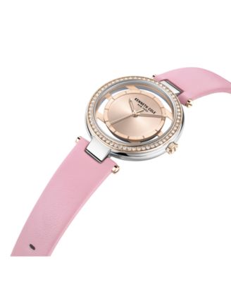 Women's Transparency Pink Genuine Leather Strap Watch 34mm