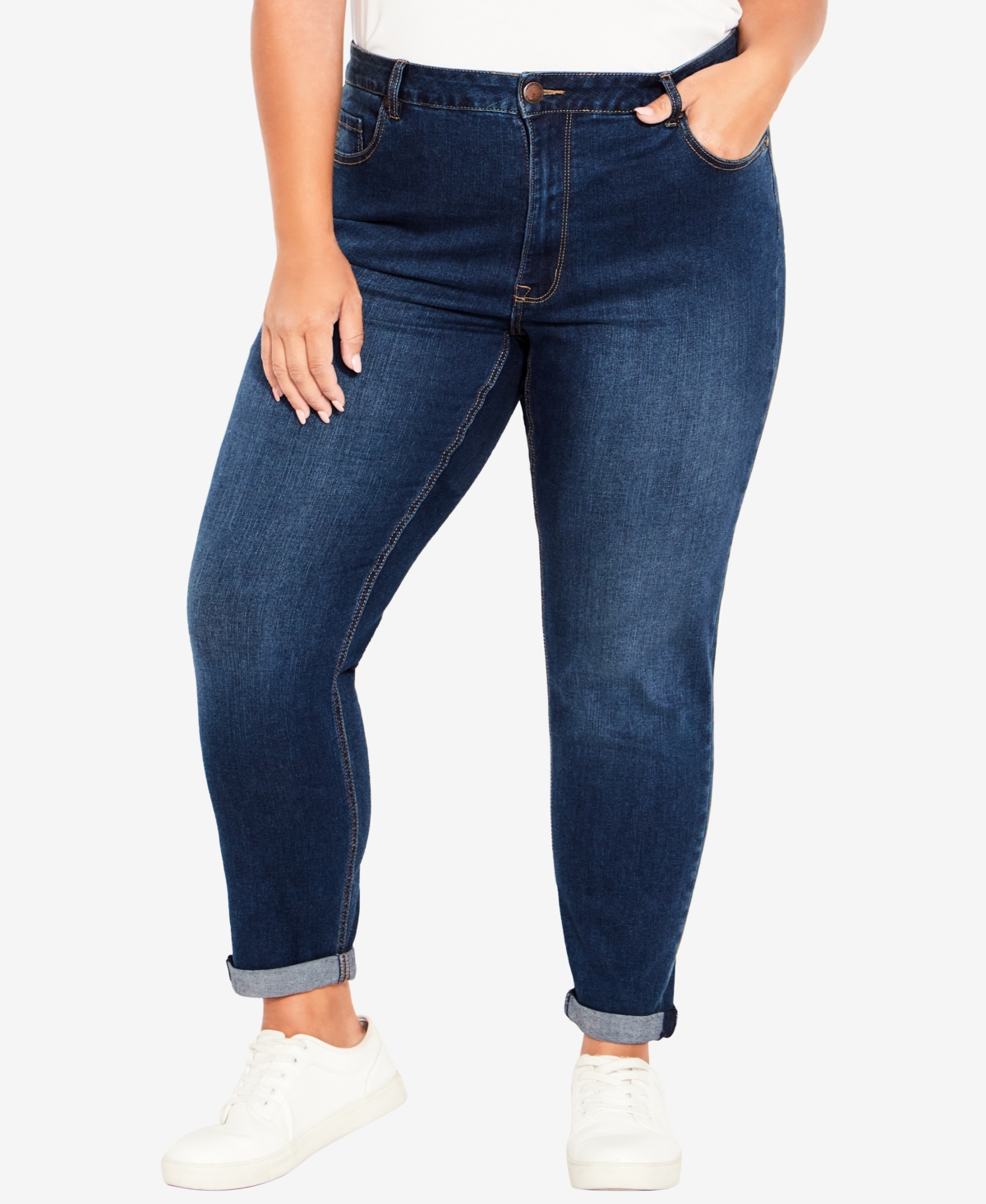 Plus Size Girlfriend Stretch Regular Length Jean - Medium Wash
