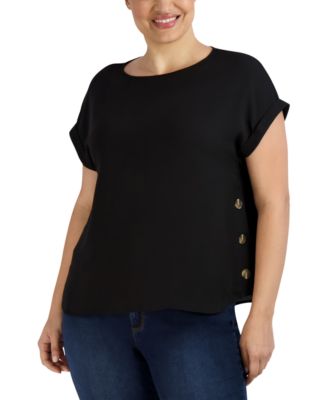 Jones New York - Plus Size Satin Button Top