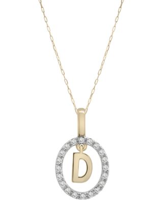 Wrapped - Diamond Initial "D" 18" Pendant Necklace (1/10 ct. t.w.) in 14k Gold