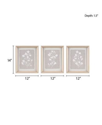 3 Piece Fair Florets Printed Framed Graphic Wall Art, 14" x 12"