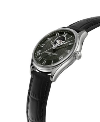Frederique Constant Men's Swiss Automatic Classics Heart Beat Black Leather Strap Watch 40mm