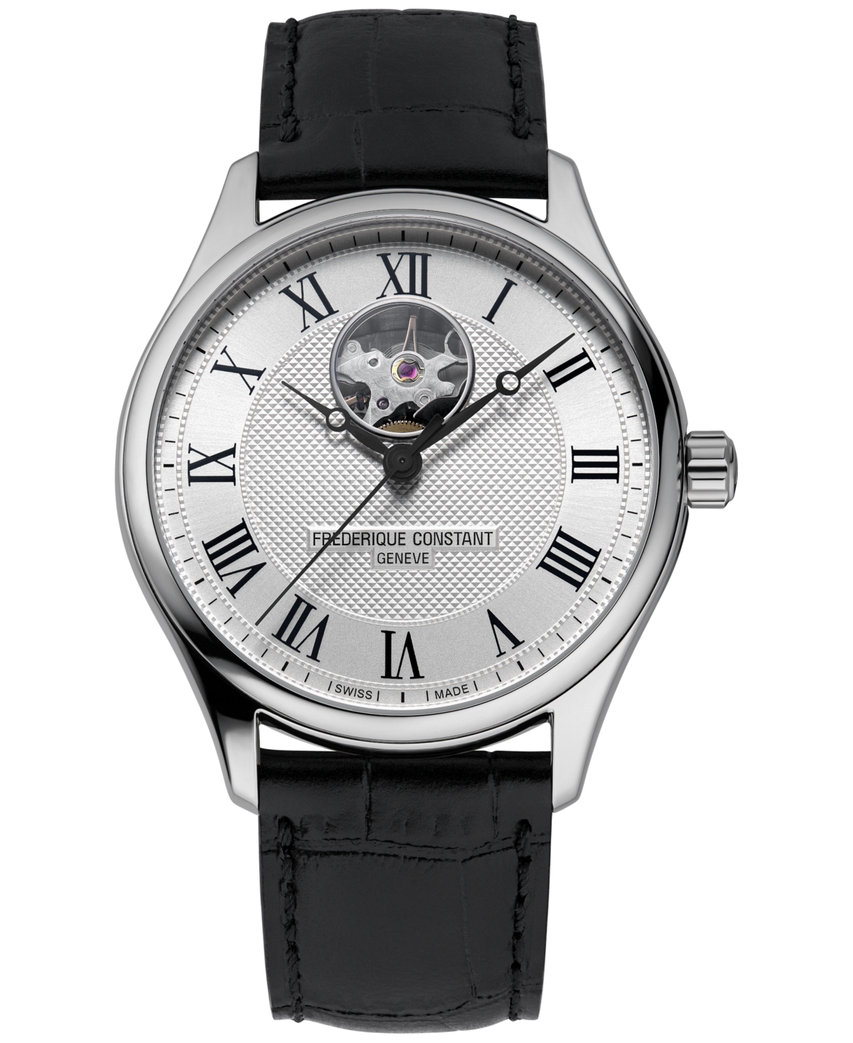 Frederique Constant Men's Swiss Automatic Classics Heart Beat Black Leather Strap Watch 40mm