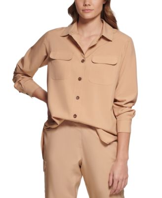 calvin klein women's button down shirts