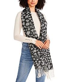 Women's Tricolor Leopard-Print Scarf with Fringe Detail