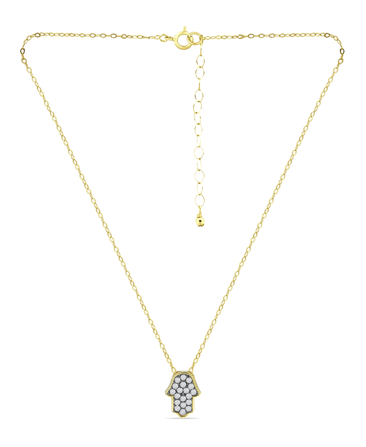 Giani Bernini Cubic Zirconia with Black Rhodium Hamsa Necklace, 18K- Gold Over Silver