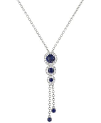 Macy's - Emerald (5/8 ct. t.w.) & Diamond (1/6 ct. t.w.) Triple Halo Lariat Necklace in Gold-Plated Silver, 16" + 2" extender (Also in Ruby & Sapphire)