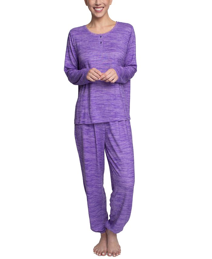Hanes Women's Relaxed ButterKnit Henley Pajama Set & Reviews All