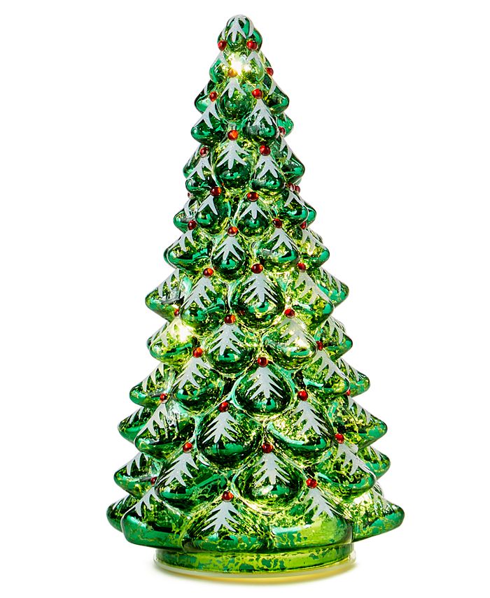 Holiday Lane Christmas Cheer Glass Tree LED LightUp Decor, Created for