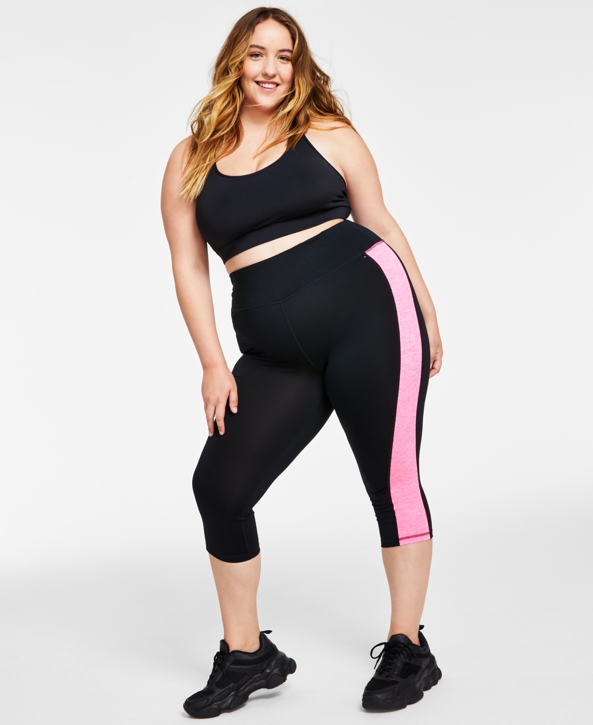 Id Ideology Plus Size Colorblocked Capri Leggings Created For