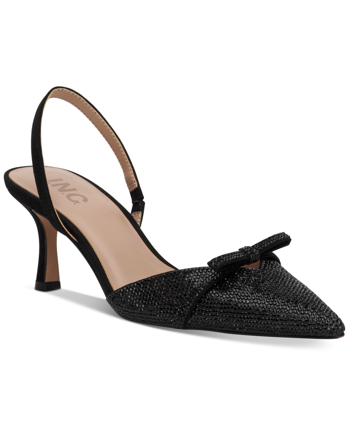 Inc International Concepts Women's Gelsey Slingback Kitten-heel Pumps, Created For Macy's In Black Crystal