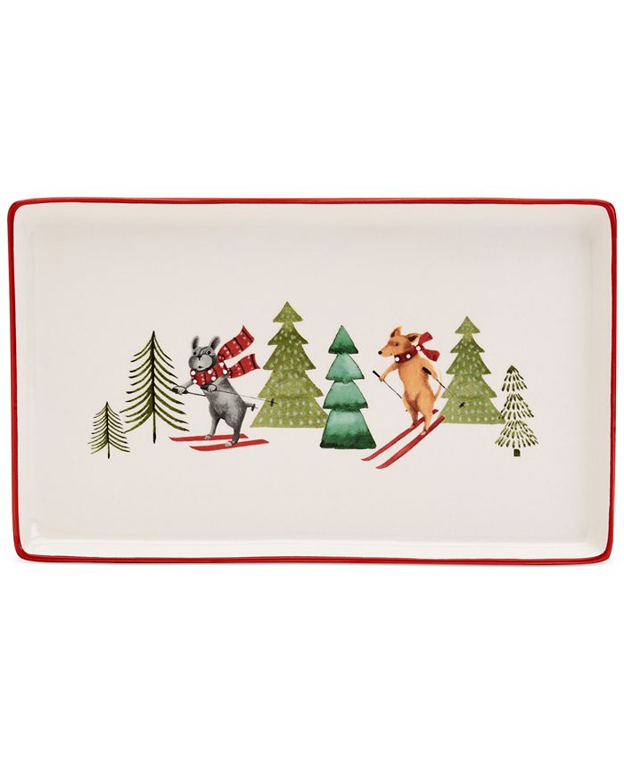 Tabletops Unlimited Furry Christmas Dog Small Rectangular Tray Macy's