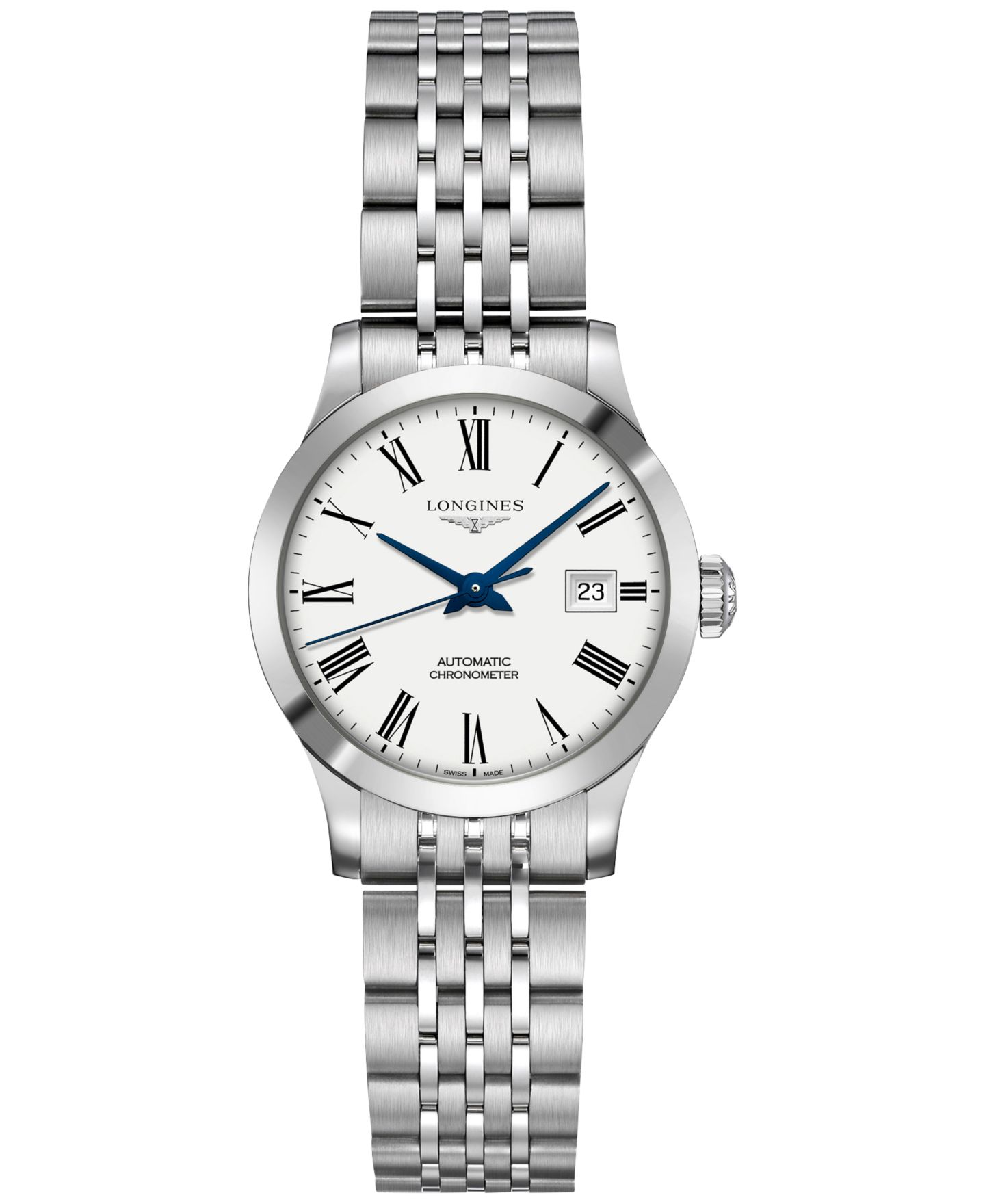 Женские часы Longines Swiss Automatic Chronometer Record Stainless Steel Bracelet Watch 30mm — фото 1