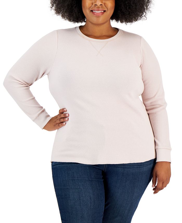 Style & Co Plus Size WaffleKnit Top, Created for Macy's Macy's