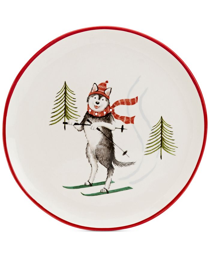 Tabletops Unlimited Furry Christmas Dog Salad Plates, Set of 4 Macy's