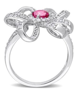 Blue Topaz (1/2 ct. t.w.) and White Topaz (1/2 ct. t.w.) Flower Cocktail Ring in Sterling Silver