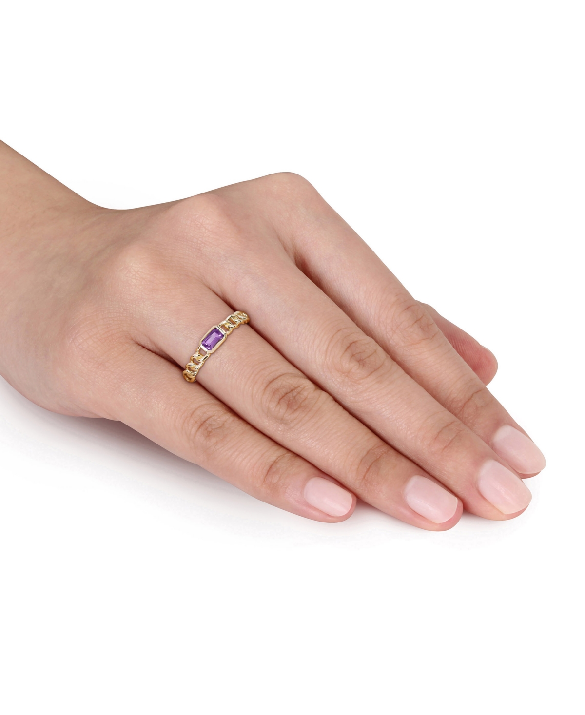 10K Yellowor 10K RoseAmethyst Link Ring - Gold