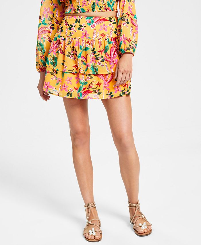 Pull on clearance floral mini skirt