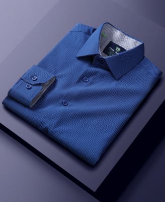 Men's Slim Fit Performance Long Sleeve Geometric Dress Shirt