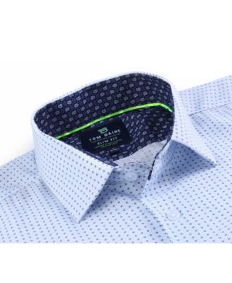 Men's Slim Fit Performance Long Sleeve Geometric Dress Shirt