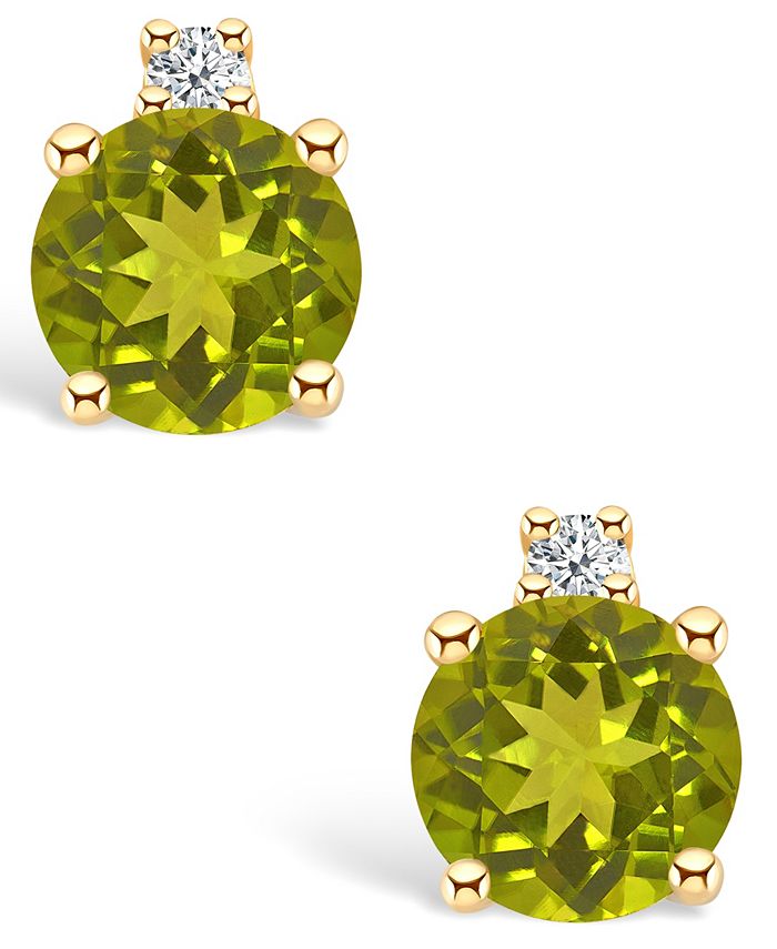 Macy's Peridot (5/8 ct. t.w.) and Diamond Accent Stud Earrings in 14K