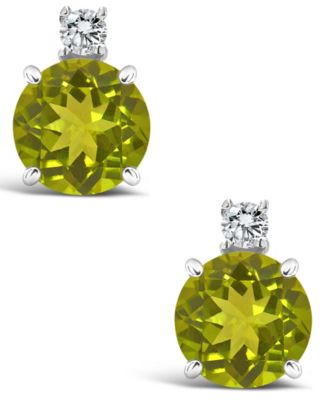 Peridot (1-1/10 ct. t.w.) and Diamond Accent Stud Earrings in 14K Yellow Gold