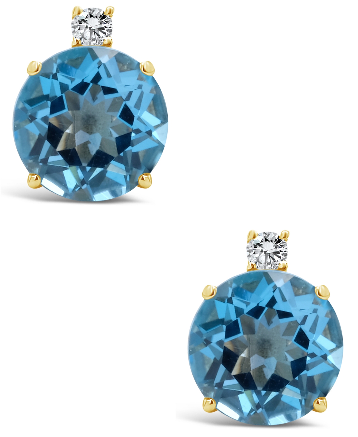 (4-3/4 ct. t.w.) and Diamond Accent Stud Earrings in 14K Yellow Gold - Blue Topaz