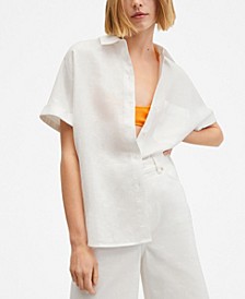 Women's Linen-Blend Short-Sleeve Shirt
