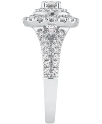 Diamond Halo Cluster Engagement Ring (1-3/8 ct. t.w.) in 14k White Gold