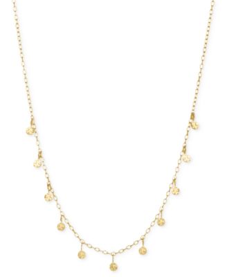 Sarah Chloe - Dangle Disc Choker Necklace in 14k Gold-Plated Sterling Silver, 12" + 2" extender