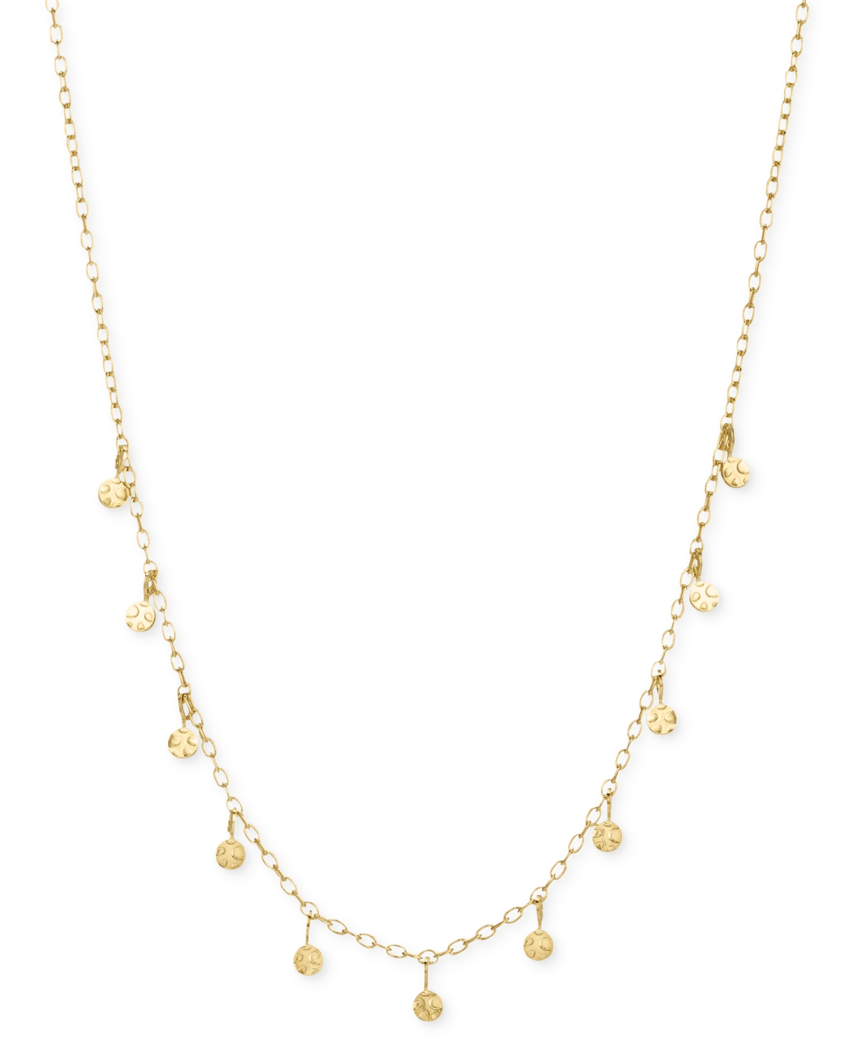 Dangle Disc Choker Necklace in 14k Gold-Plated Sterling Silver, 12" + 2" extender - Gold Plated