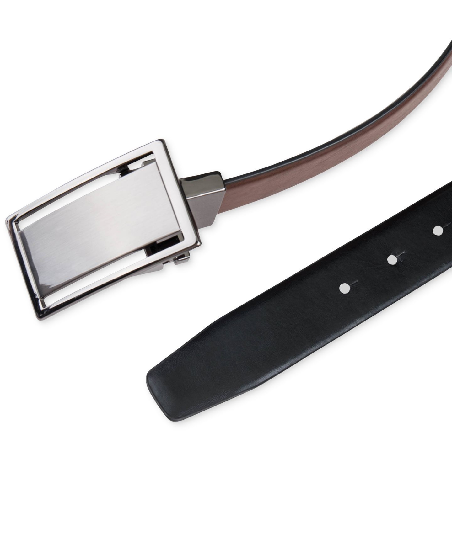 Мужской ремень Alfani Reversible Cut-Out Plaque Belt, цвет: Коричневый / Чёрный — фото 3
