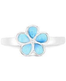 Larimar Flower Ring (1/2 ct. t.w.) in Sterling Silver