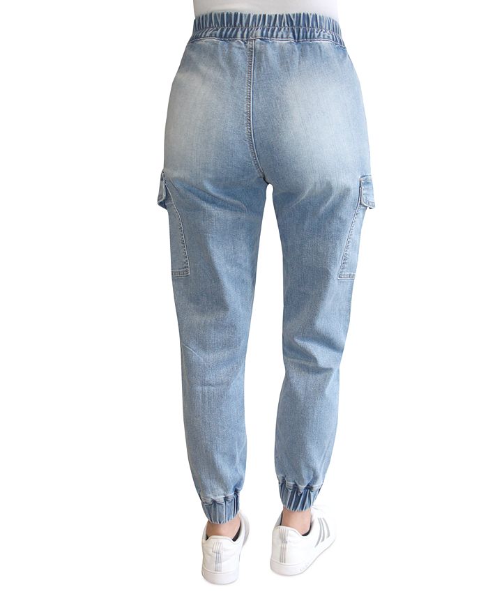 Almost Famous Juniors' Double Button Cargo Jogger Jeans - Macy's