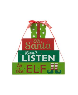 12" Lighted Wooden Christmas Gift Block Table Decor