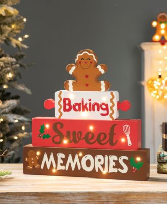 12" Lighted Wooden Christmas Gingerbread Man Table Decor