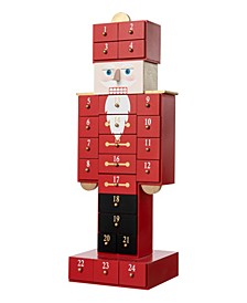 17.25" Wooden Christmas Nutcracker Countdown Calendar Decor and Drawer