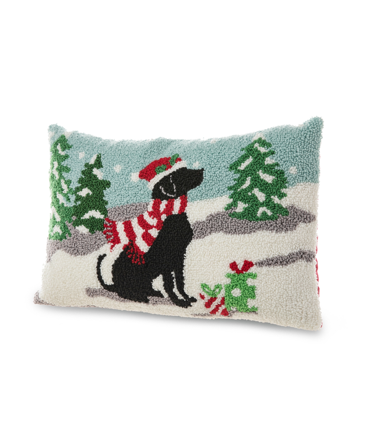 Glitzhome Hooked Christmas Dog Pillow,