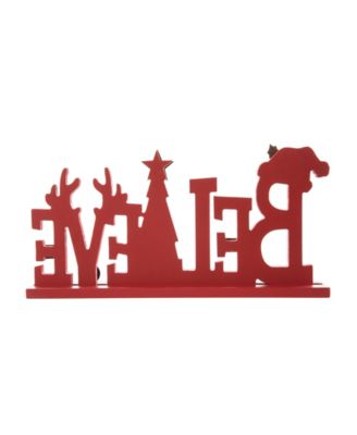 14" Wooden Christmas Believe Table Decor