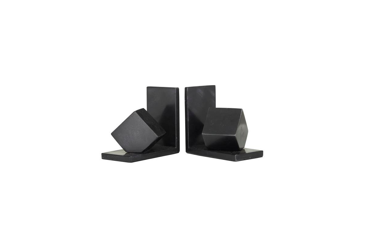 Cosmoliving Marble Modern Bookends, Set Of 2 In Black