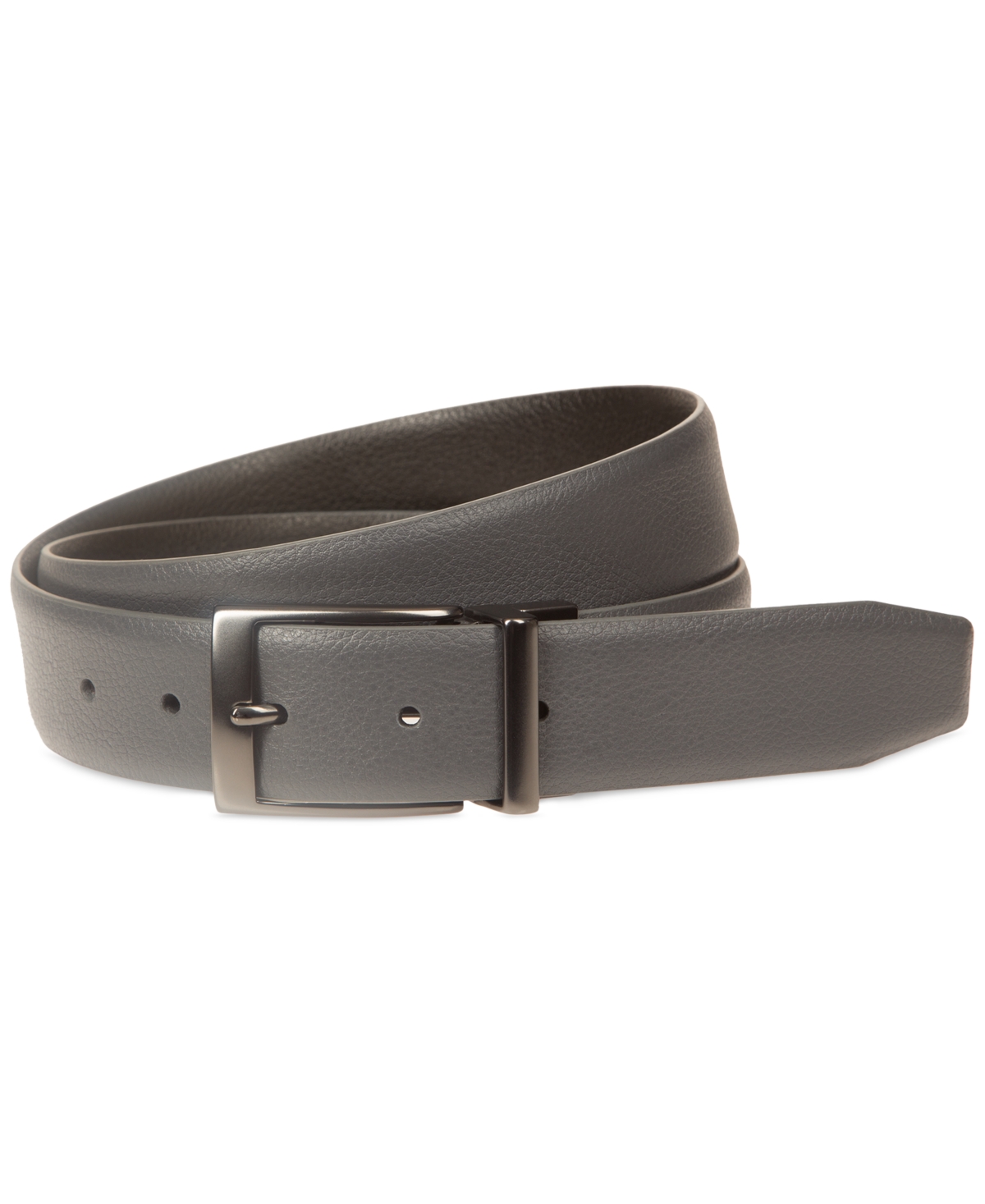 Nike Men's Textured Reversible Leather Belt In Dk Grey,black