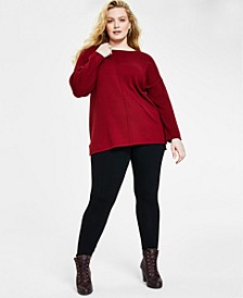 Plus Size Seam-Front Tunic Sweater & High Rise Yoga Leggings, Created for Macy's