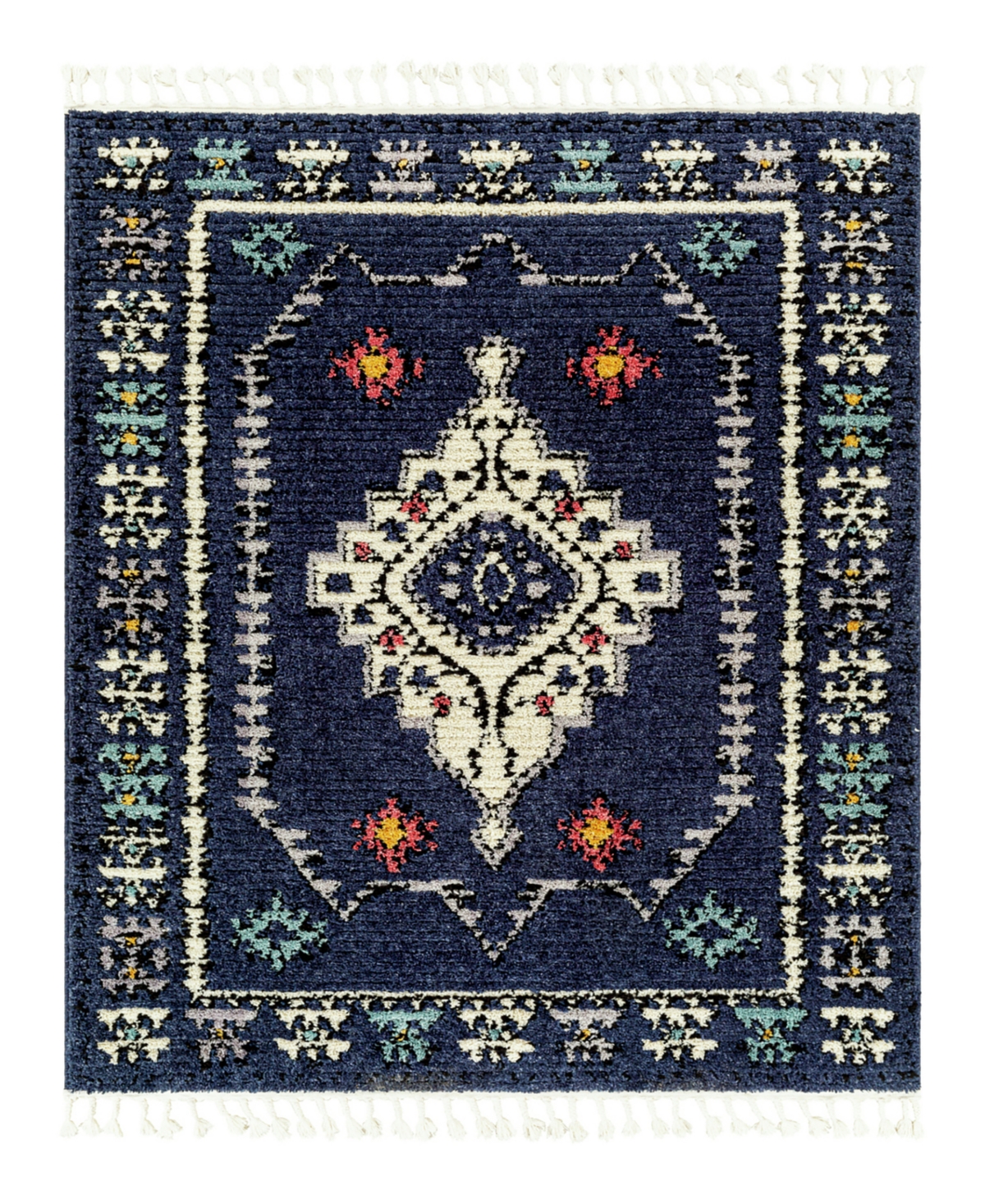 Surya Casablanca Shag Cag-2302 6'7in x 9' Area Rug - Navy, Cream