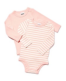 Baby Girls Essentials Long Sleeve Bubbysuit, Pack of 2