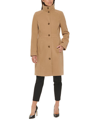 Tommy Hilfiger Petite Single-Breasted Stand-Collar Coat, Created for ...
