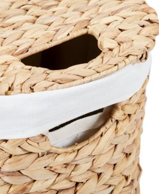 Hand-Woven Natural Wicker  Lidded Double Laundry Hamper