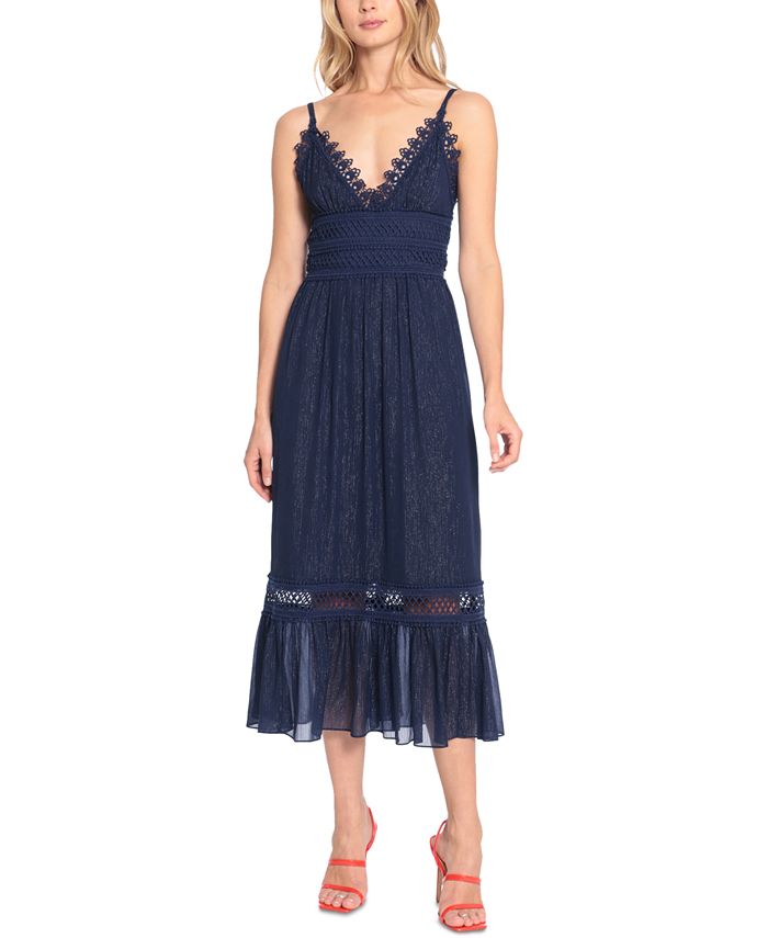 Donna Morgan Women s Lace Trimmed Midi Dress Macy s