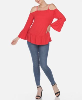 Women's Cold Shoulder Ruffle Sleeve Top