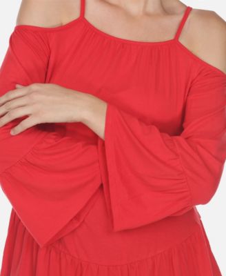 Women's Cold Shoulder Ruffle Sleeve Top